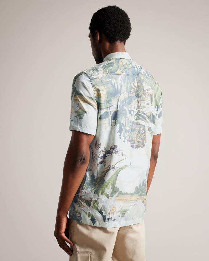 Chemises Ted Baker Short Sleeve Botanical Blanche Homme | ABD-08642283